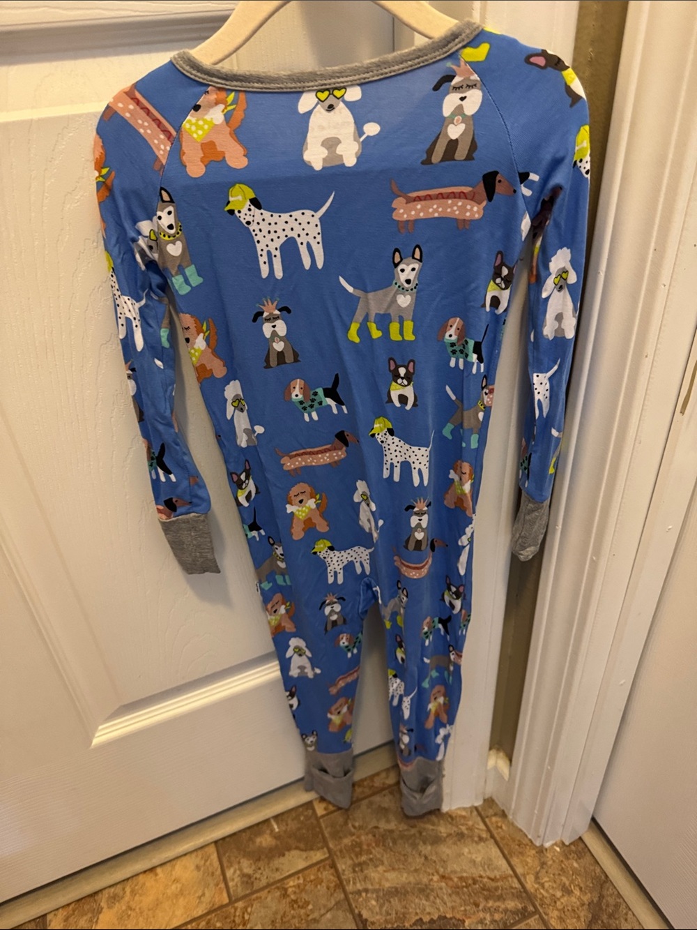 Little Sleepies Blue Dog Print Bamboo Viscose Zippy Pajamas - Picture 4 of 5